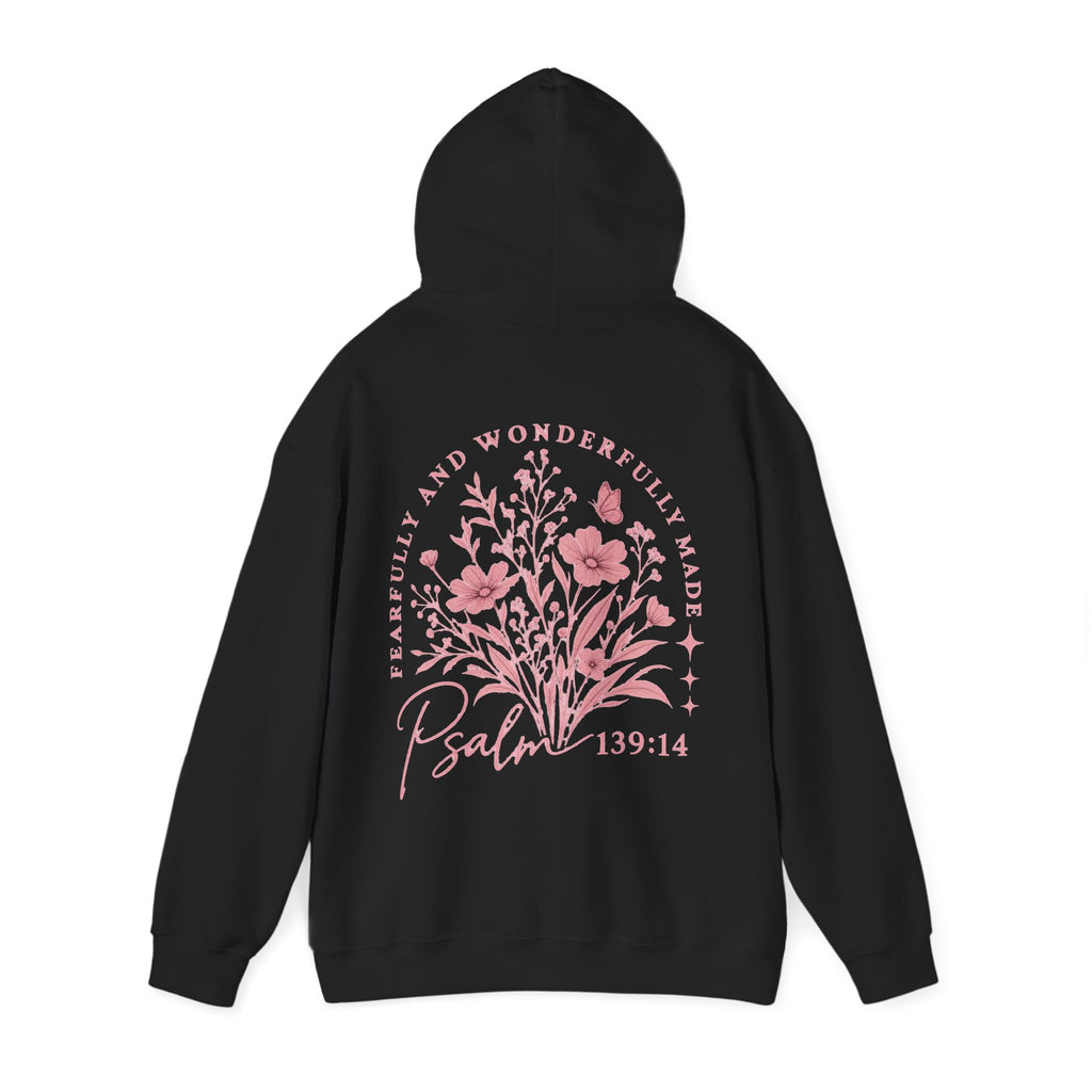 Psalm 139:14 Floral Hoodie — Fearfully & Wonderfully Made Christian Sweatshirt