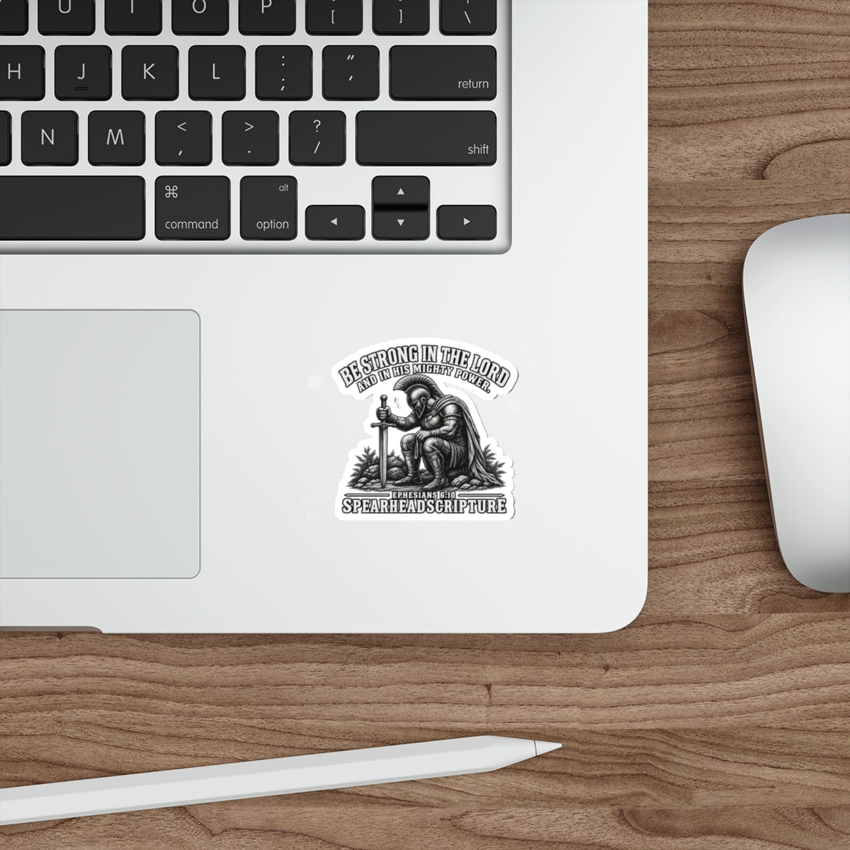 Christian Warrior Sticker — "Be Strong in the Lord" Ephesians 6:10 Die-Cut Sticker