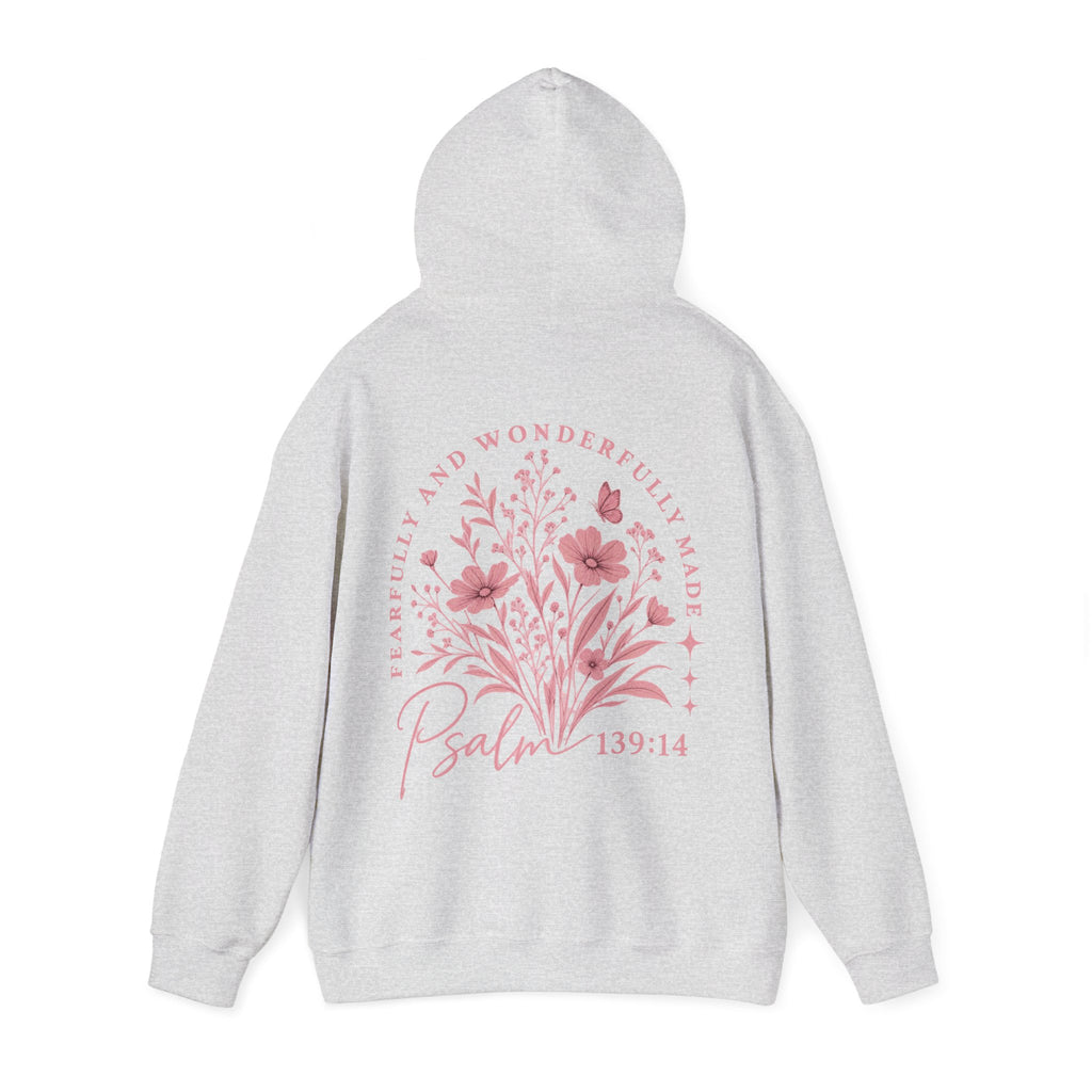 Psalm 139:14 Floral Hoodie — Fearfully & Wonderfully Made Christian Sweatshirt