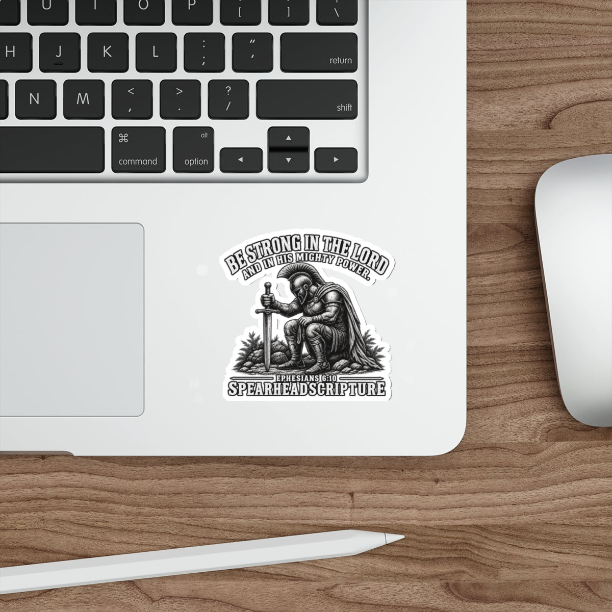 Christian Warrior Sticker — "Be Strong in the Lord" Ephesians 6:10 Die-Cut Sticker