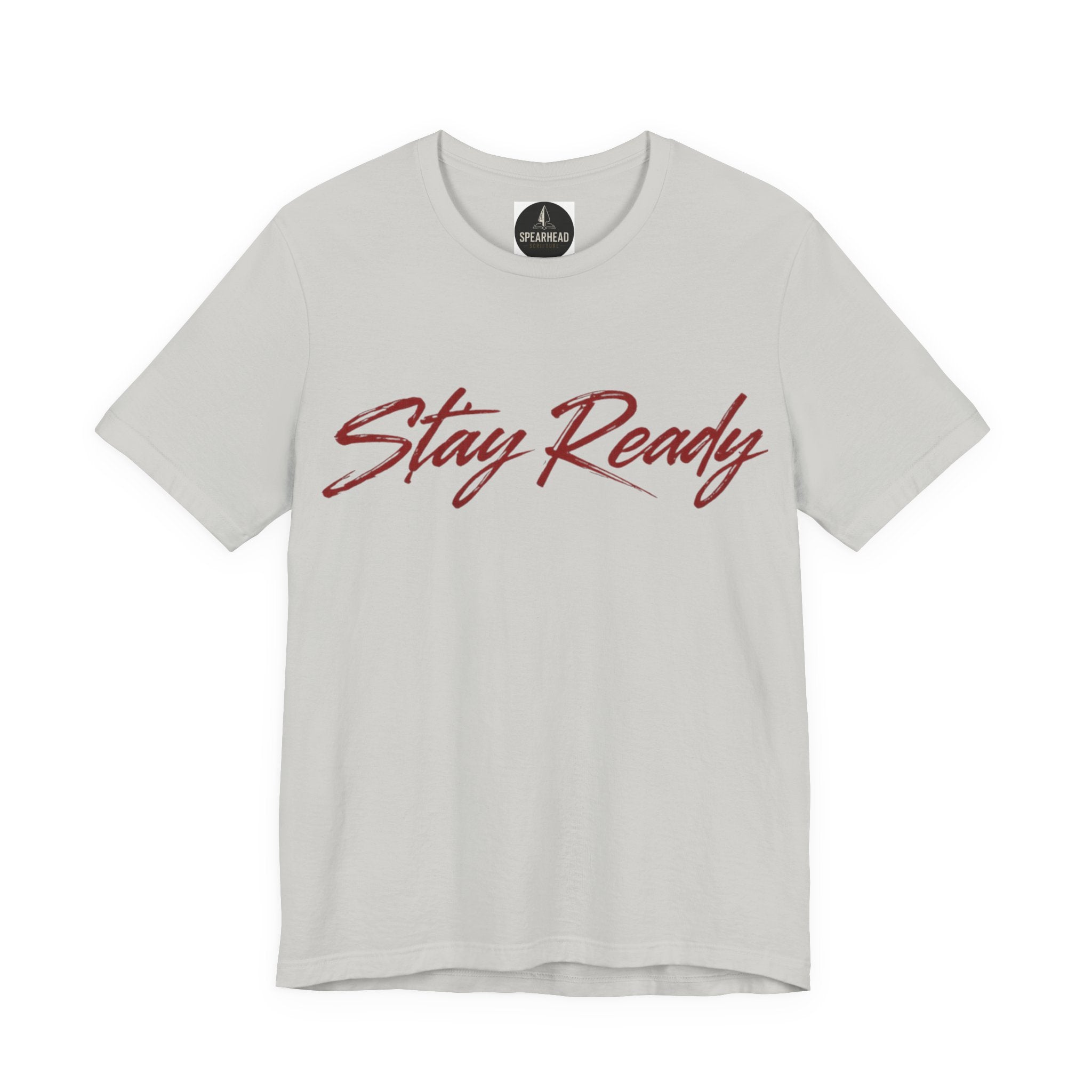 Stay Ready Tee — 'Stay Ready' Graphic Short Sleeve Shirt with Spearhead Scripture Back Print