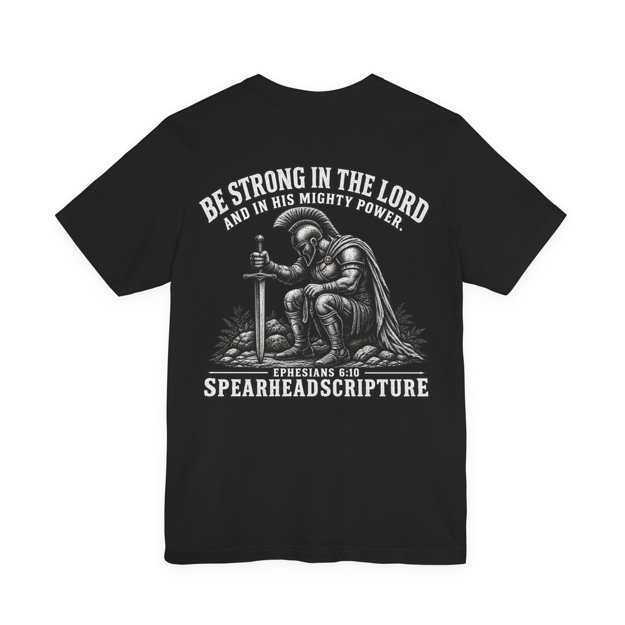Christian Knight T-Shirt — "Be Strong in the Lord" Bible Verse Tee