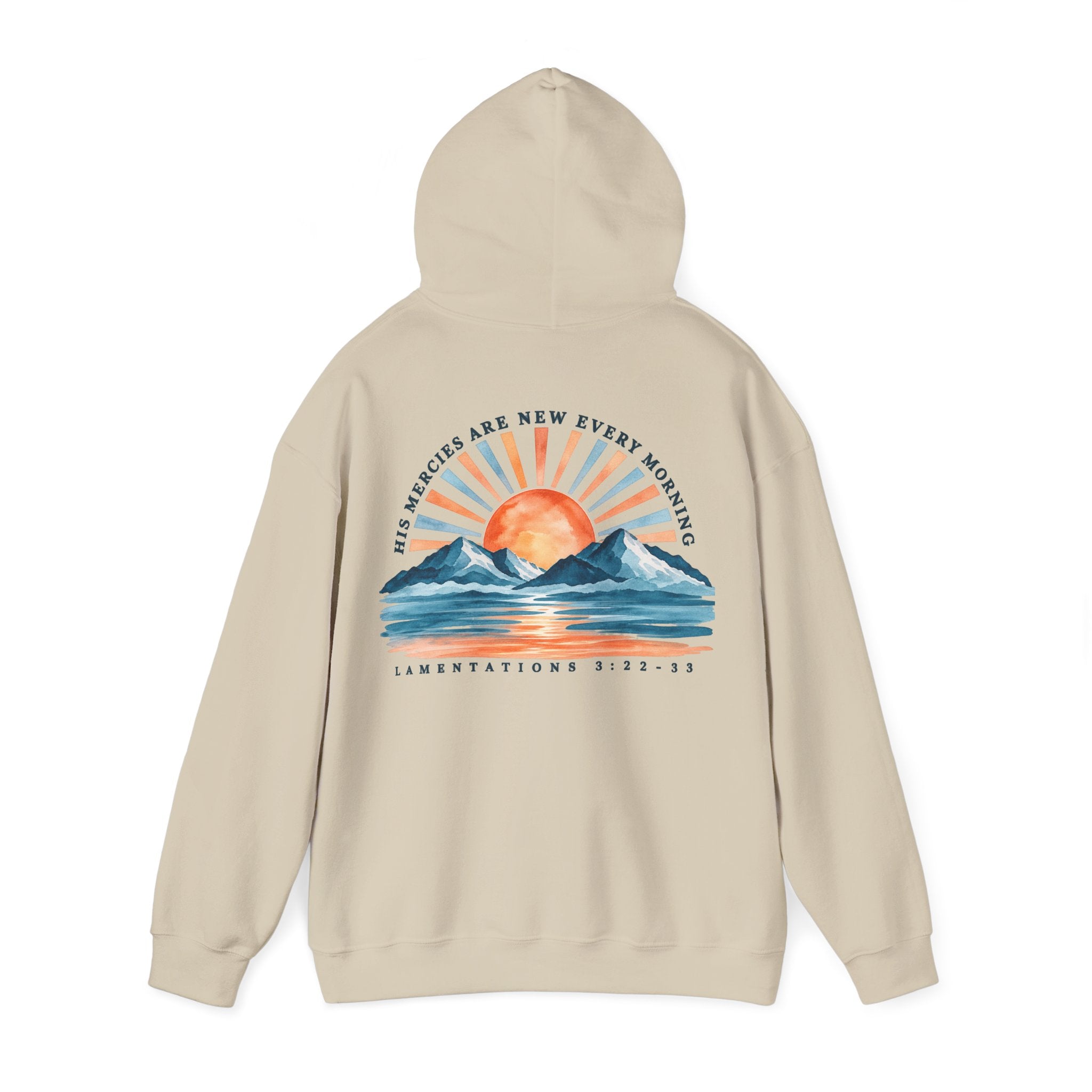 Sunrise Mountains Hoodie – 'His Mercies Are New Every Morning' Inspirational Pullover