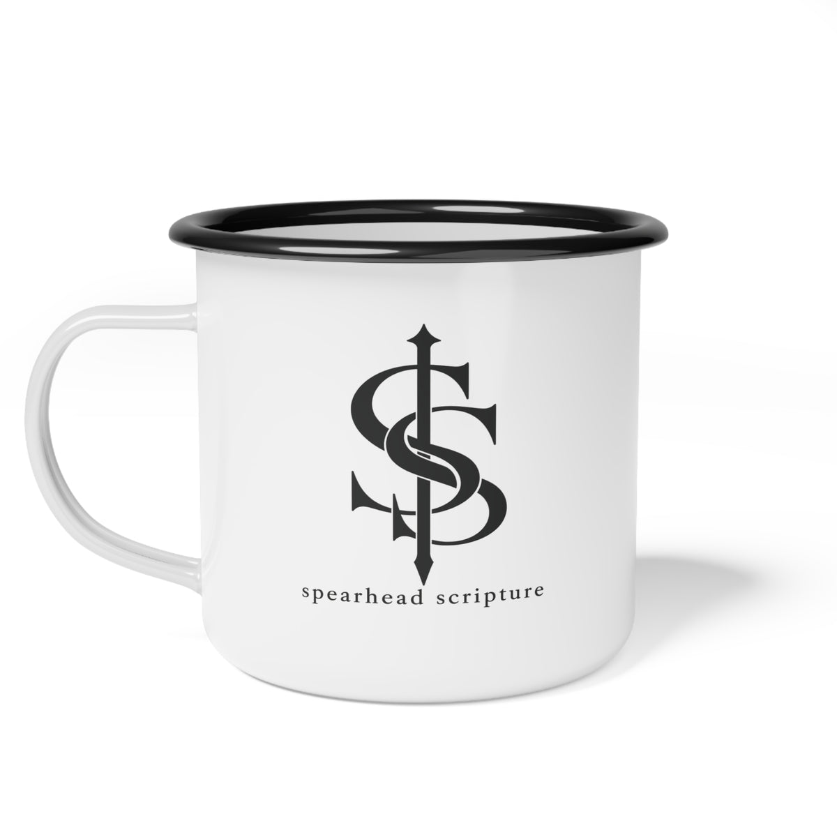 Spearhead Scripture Logo Enamel Mug — 355 mL