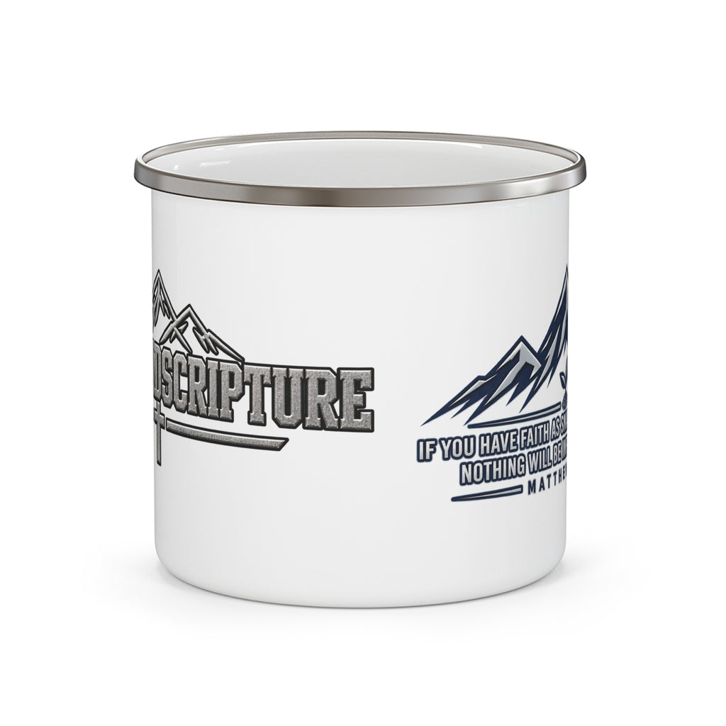 Mountain Faith Enamel Mug — Matthew 17:20