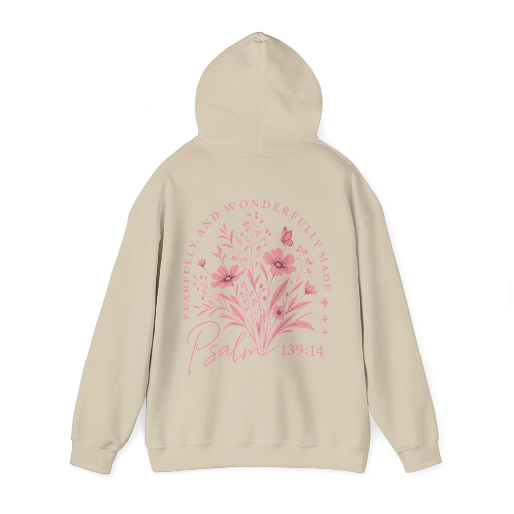 Psalm 139:14 Floral Hoodie — Fearfully & Wonderfully Made Christian Sweatshirt