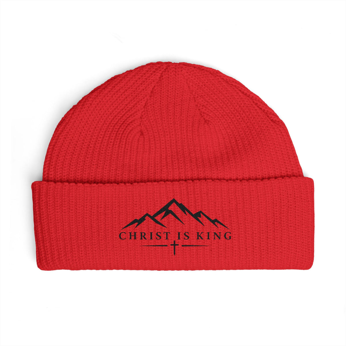 Christ Is King Embroidered Cuff Beanie