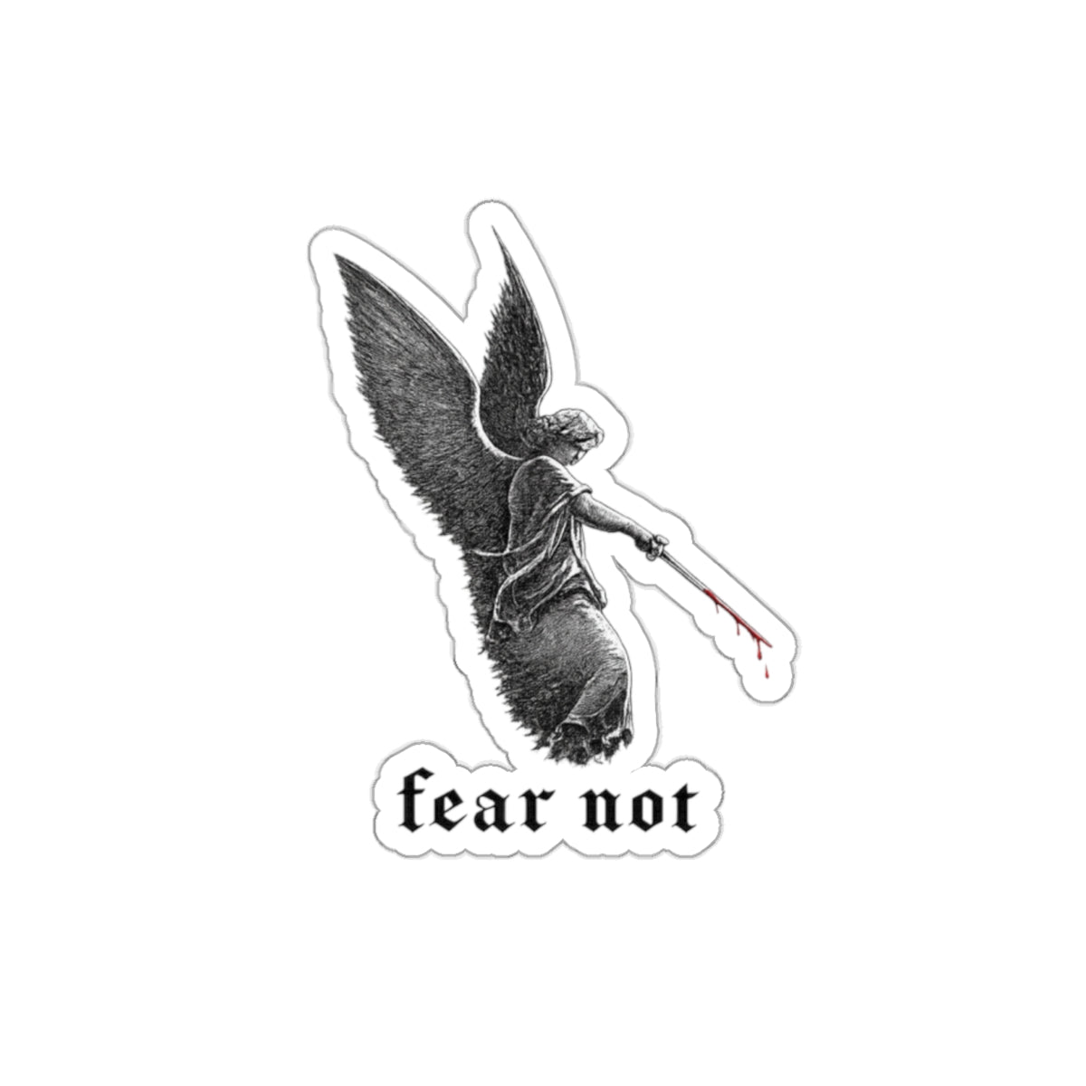 Guardian Angel 'fear not' Vinyl Sticker (Black & White)