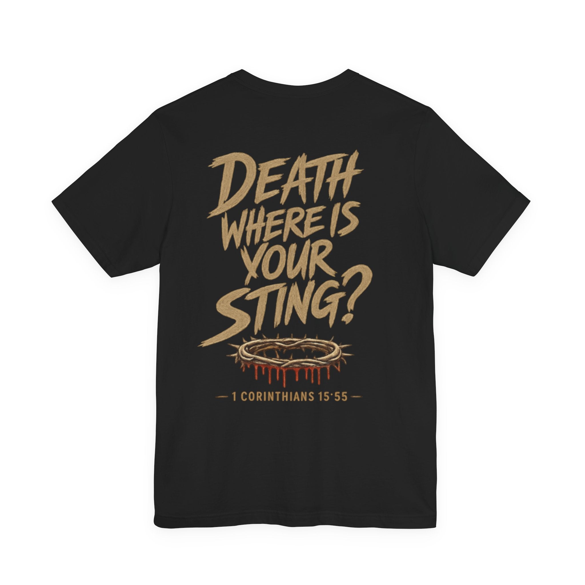 Death, Where Is Your Sting? Cotton Tee — 1 Corinthians 15:55 Christian Graphic T-Shirt