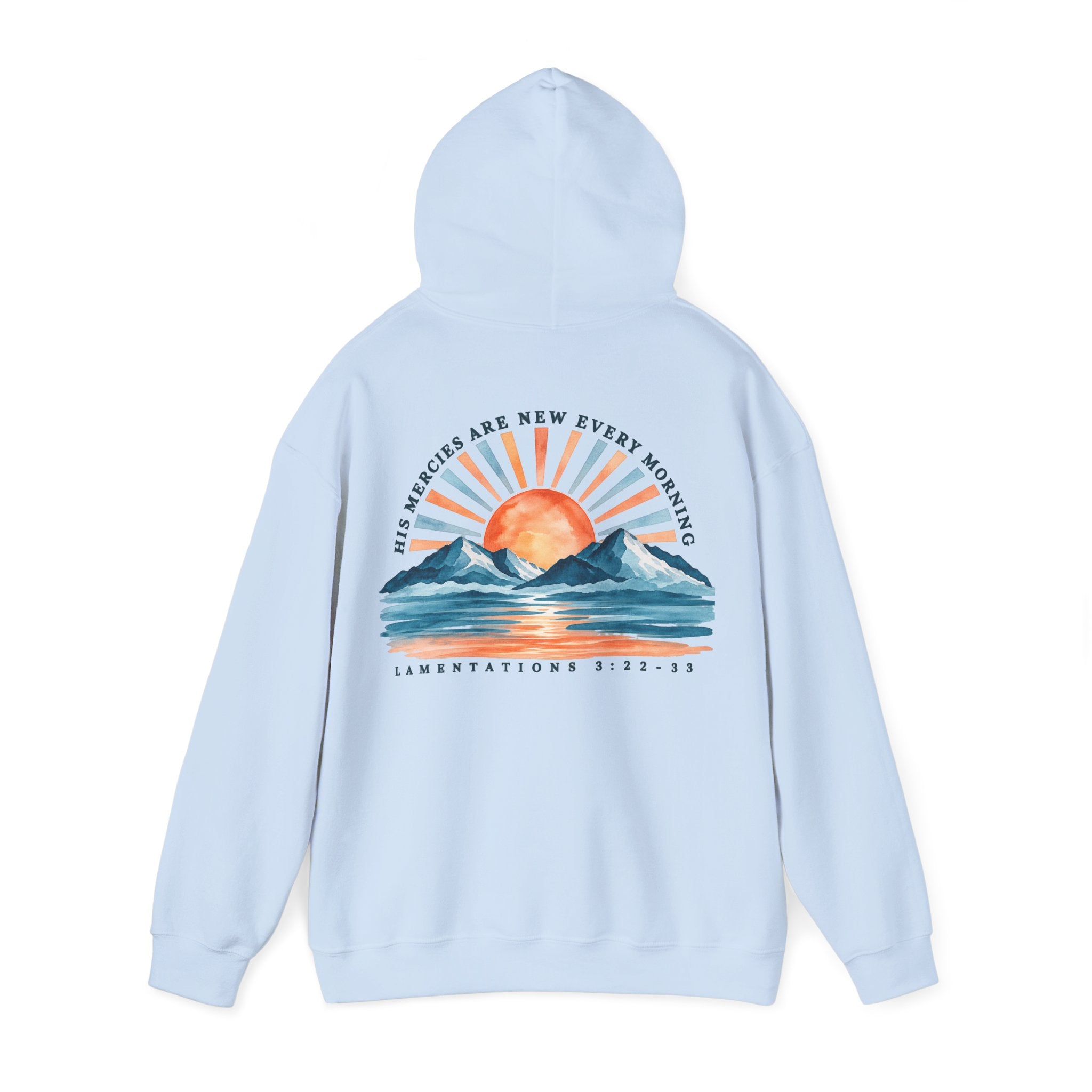 Sunrise Mountains Hoodie – 'His Mercies Are New Every Morning' Inspirational Pullover