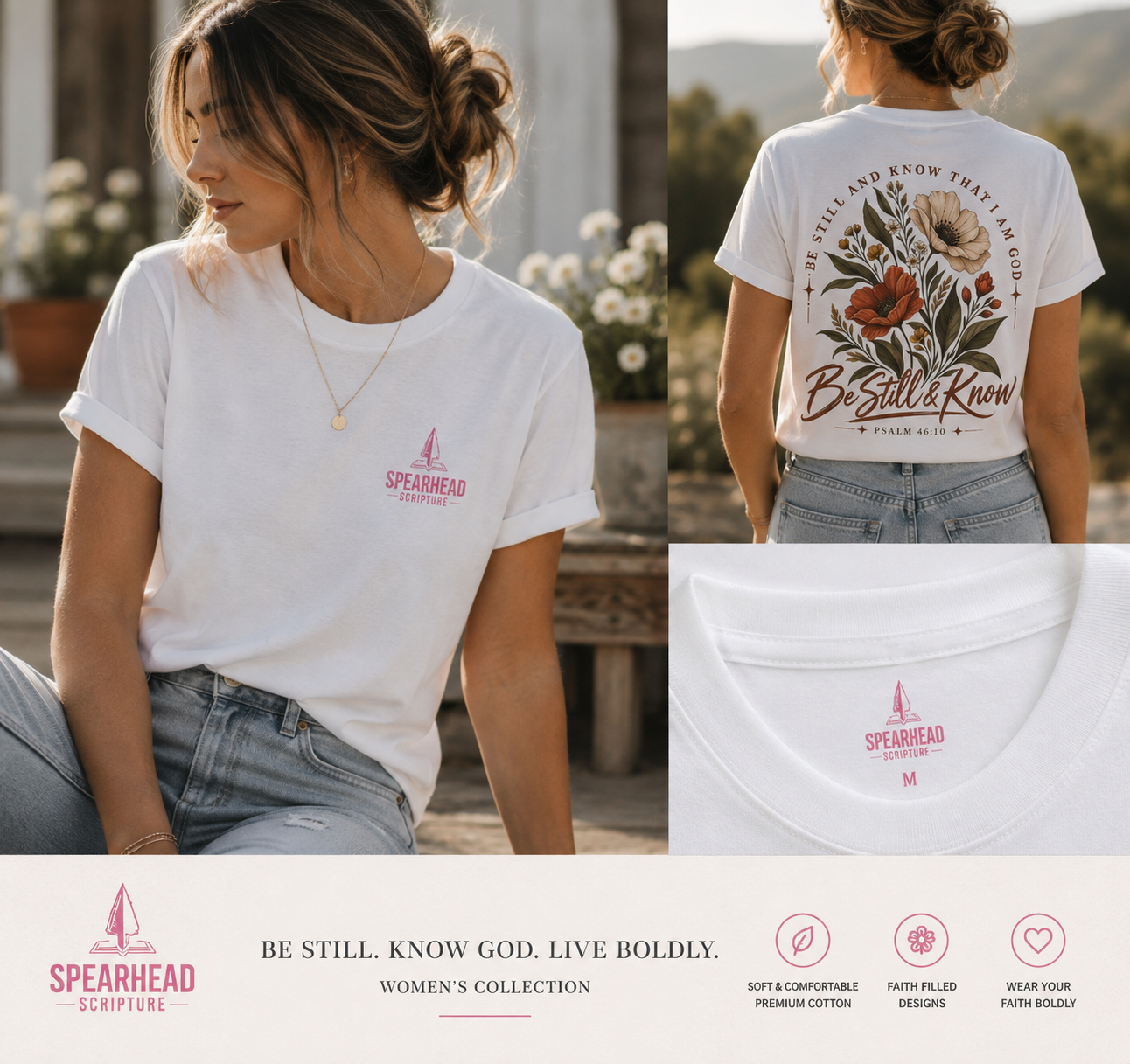 Be Still & Know Floral Tee – Psalm 46:10 Christian Graphic T-Shirt