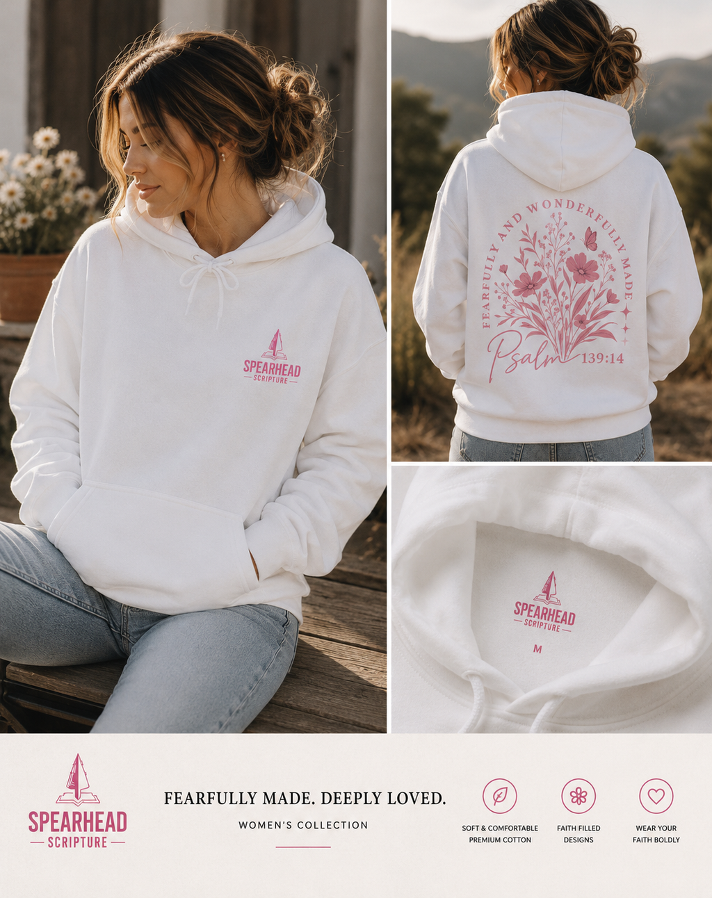 Psalm 139:14 Floral Hoodie — Fearfully & Wonderfully Made Christian Sweatshirt