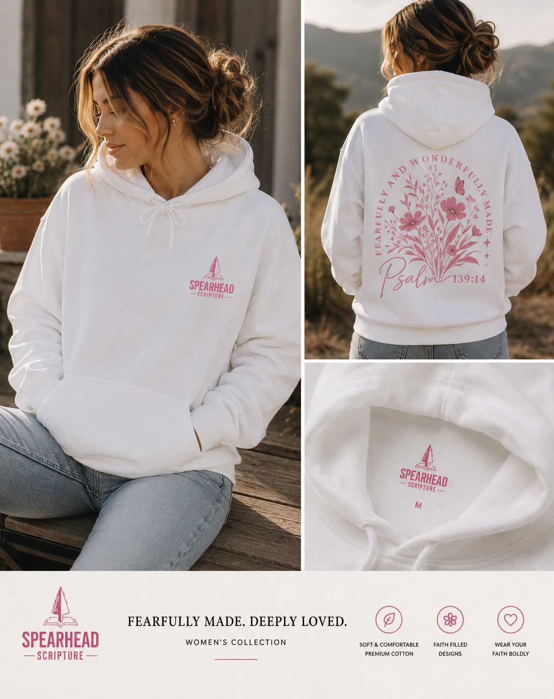 Psalm 139:14 Floral Hoodie — Fearfully & Wonderfully Made Christian Sweatshirt
