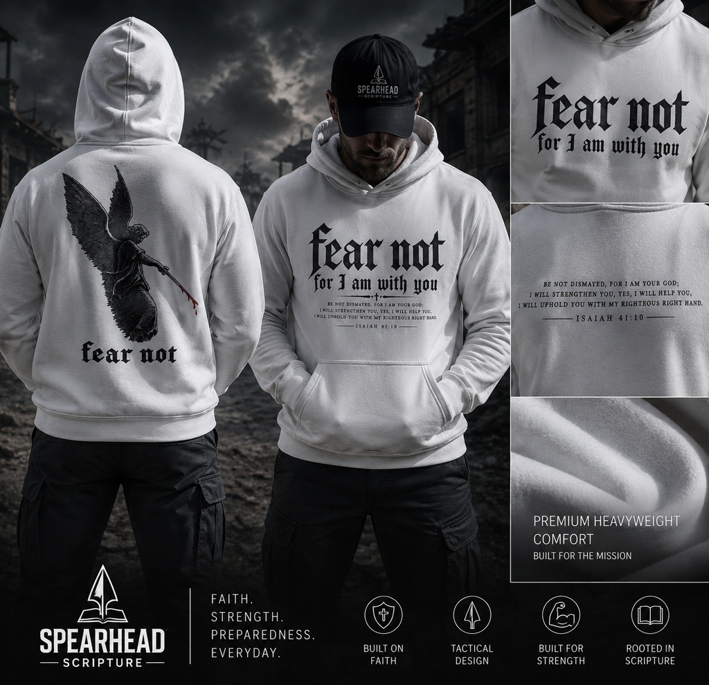Fear Not Hoodie — 'Fear Not for I Am With You' Angel Graphic Christian Pullover