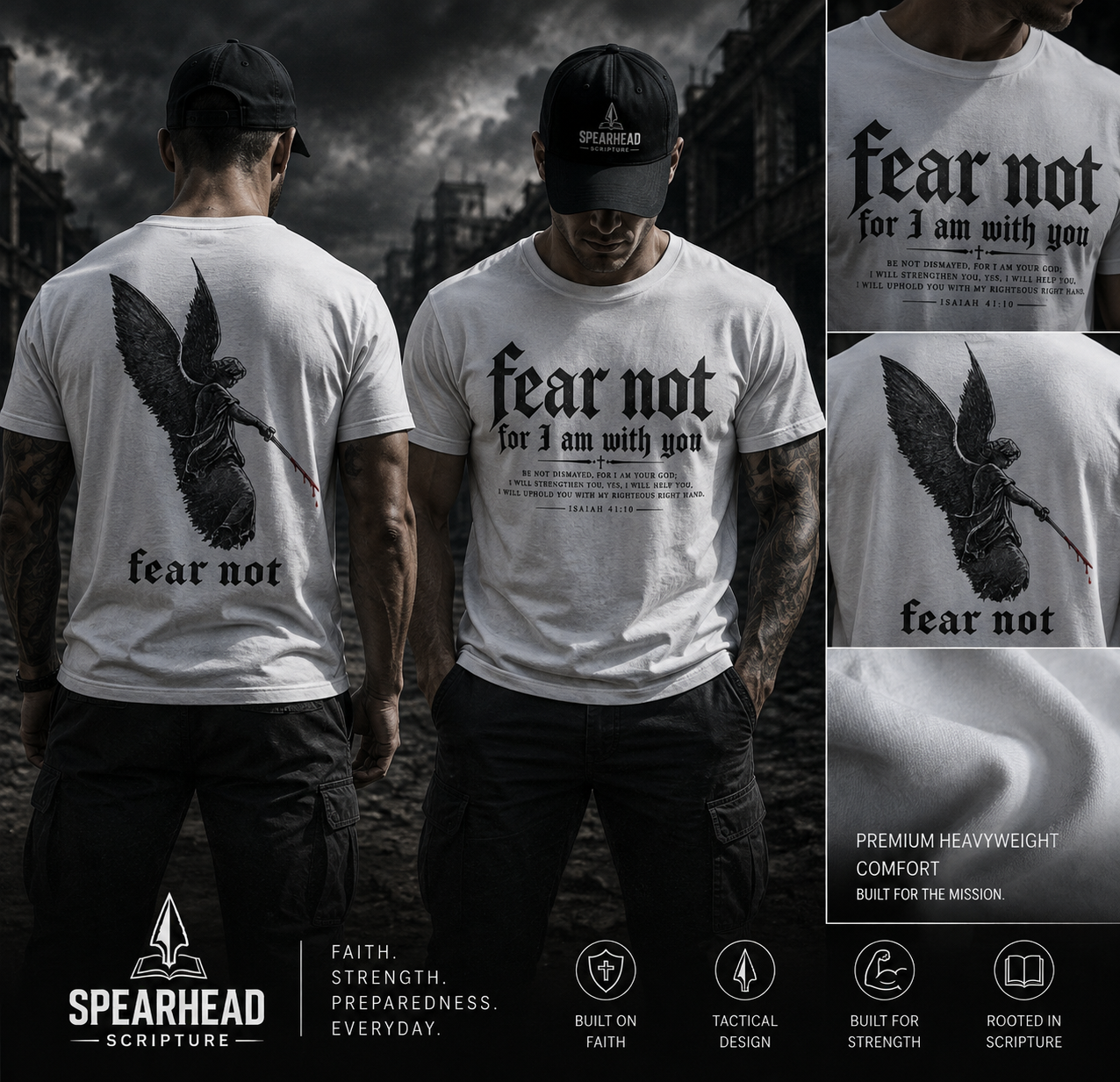 Fear Not Tee — "Fear Not for I Am With You" Angel Graphic Christian T-Shirt
