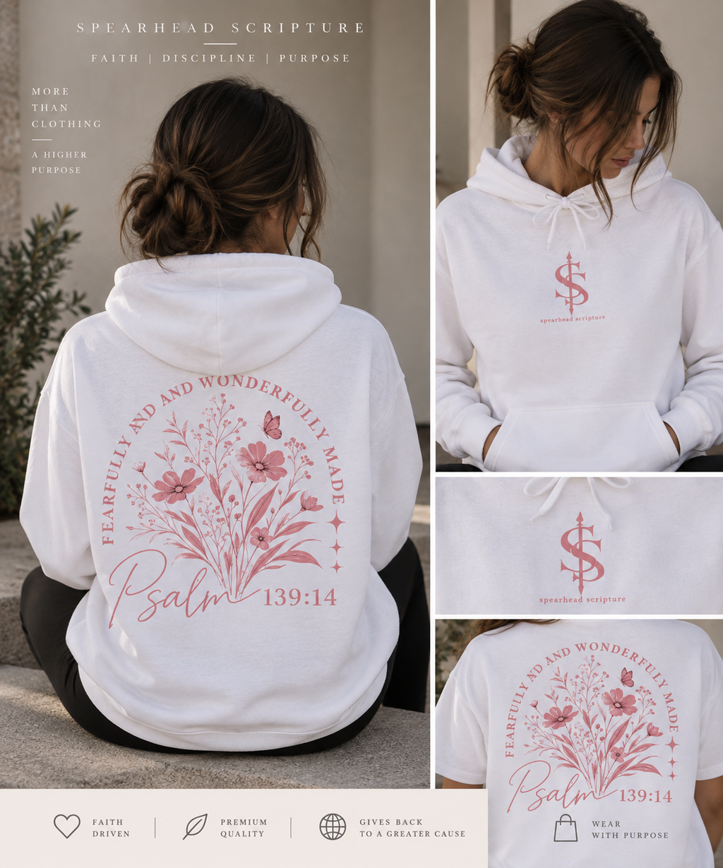 Fearfully & Wonderfully Made Floral Hoodie — Psalm 139:14