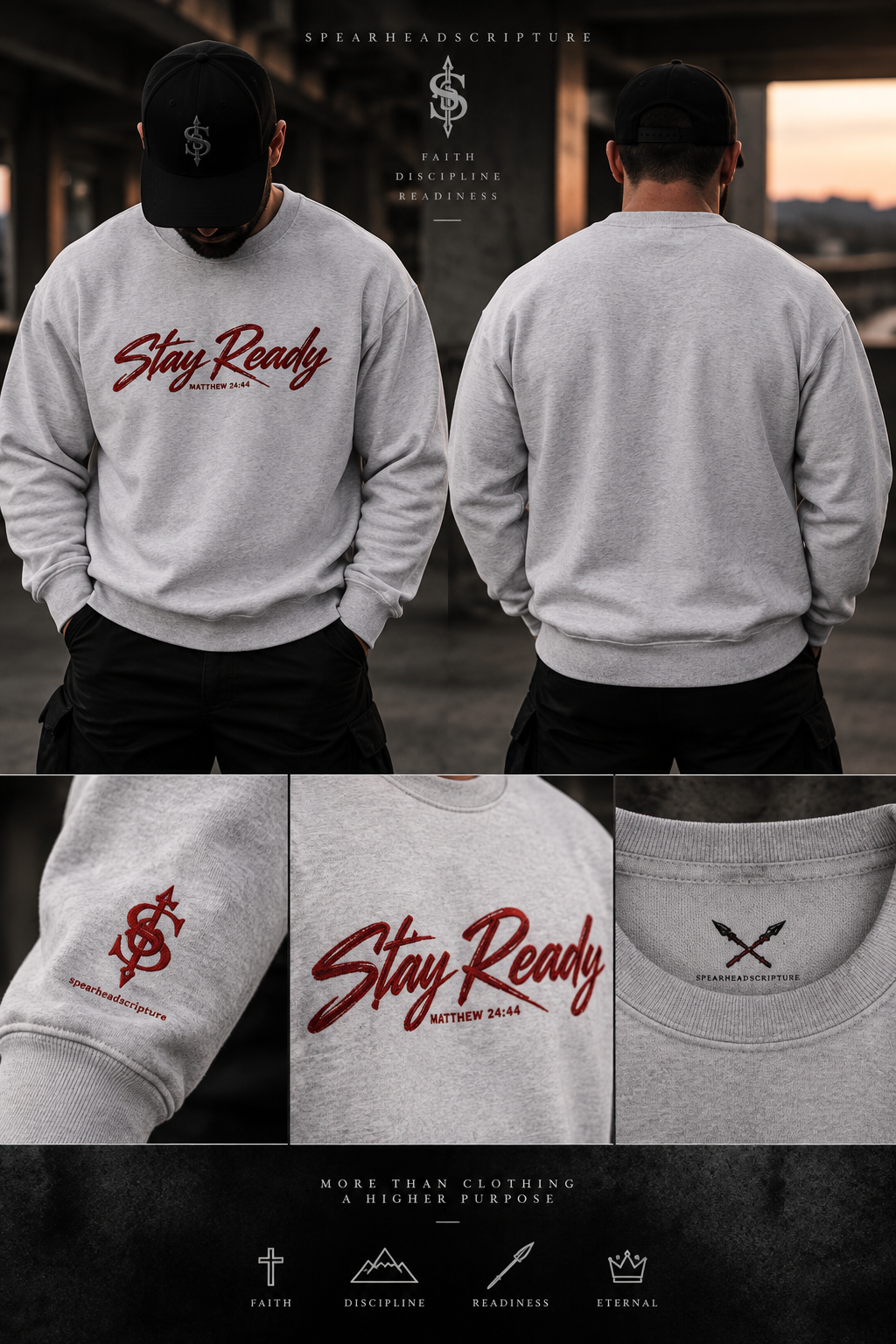 Stay Ready Embroidered Crewneck