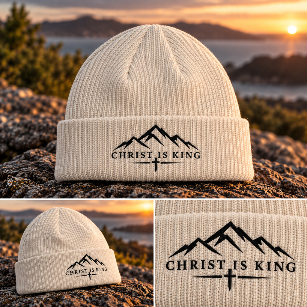Christ Is King Embroidered Cuff Beanie