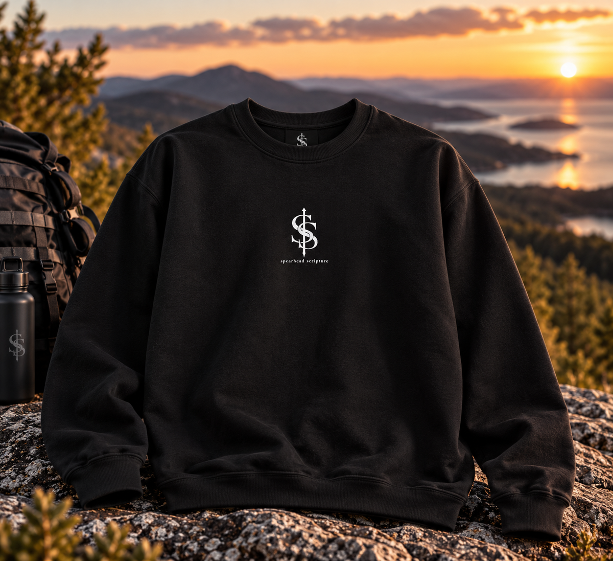 Spearhead Scripture Small Logo Embroidered Crewneck