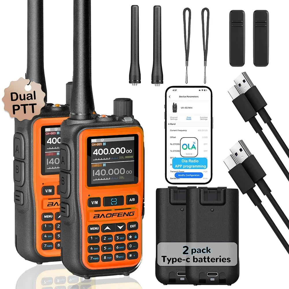 2 Pack BAOFENG 5R Mini Compact Dual-Band Handheld Radio