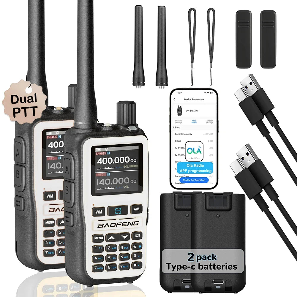 2 Pack BAOFENG 5R Mini Compact Dual-Band Handheld Radio