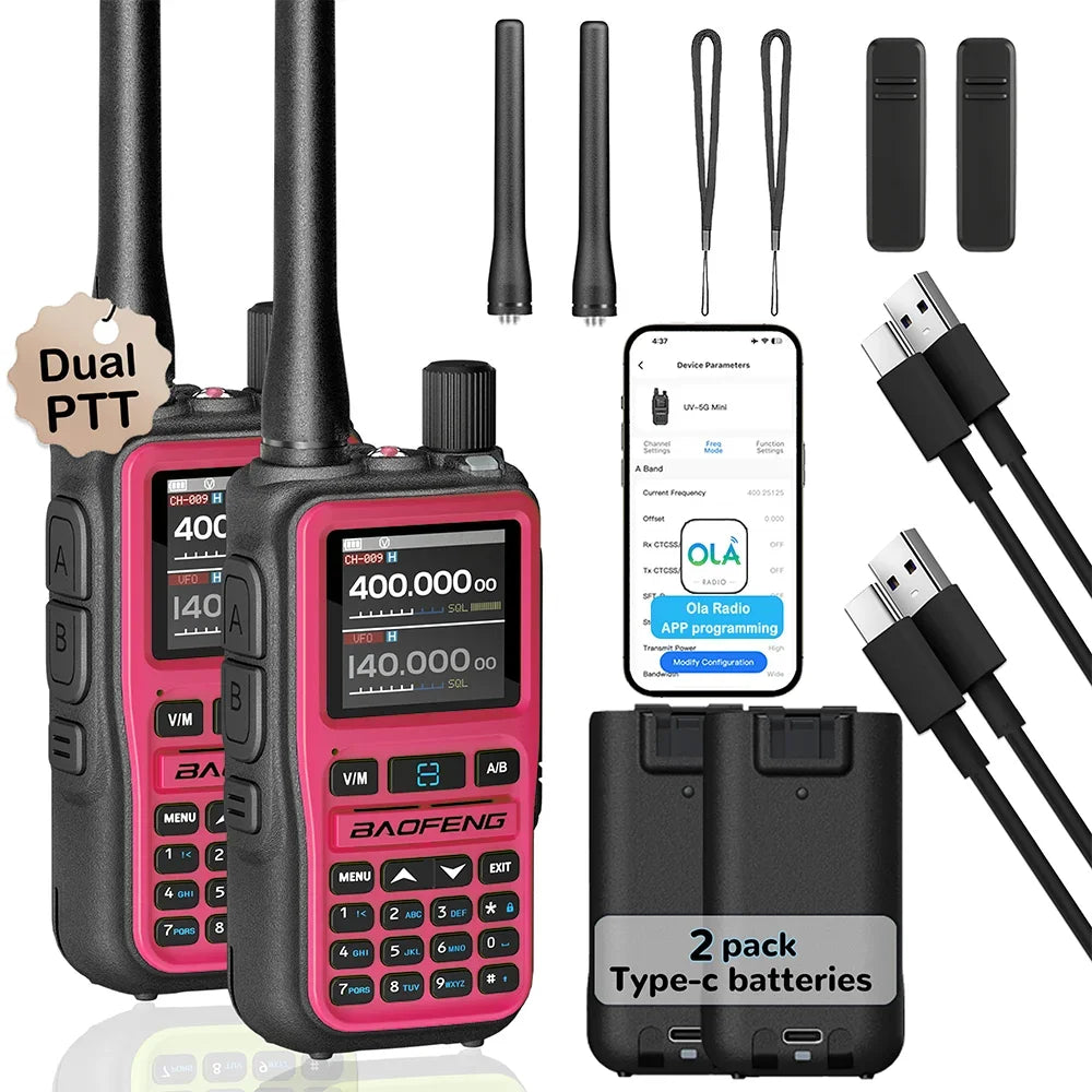 2 Pack BAOFENG 5R Mini Compact Dual-Band Handheld Radio