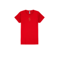Be Still and Know Women’s Tee in Red, front view