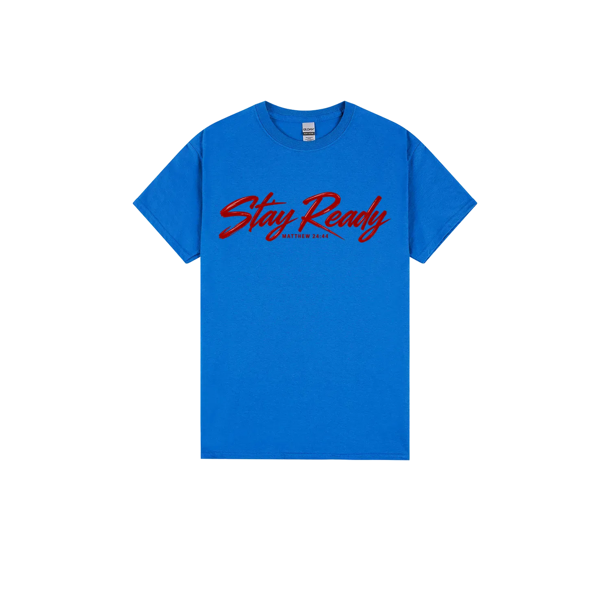 Stay Ready tee in Royal blue, front view
